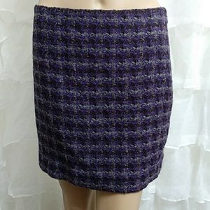 J Crew purple and black tweed skirt